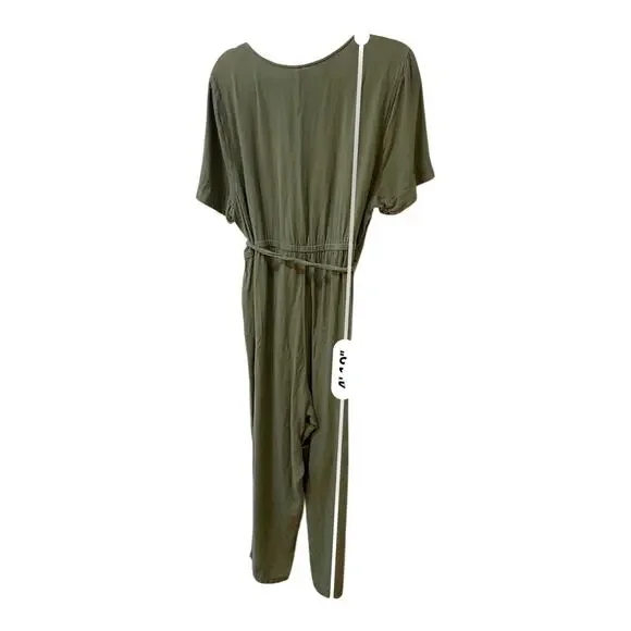 Old Navy Army Green Linen Blend Button Front Romper Jumpsuit Size 2XL